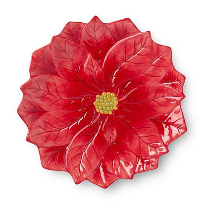  Certified International Winter Blooms 3D Poinsettia Serving Platter