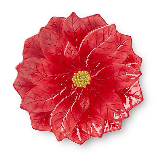  Certified International Winter Blooms 3D Poinsettia Serving Platter
