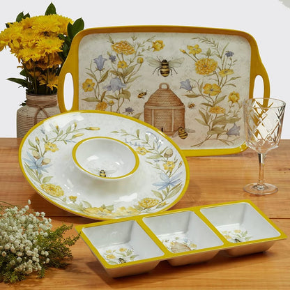  Certified International 14.5" X 5.75" Melamine 3-Section Relish Tray | Bee Sweet