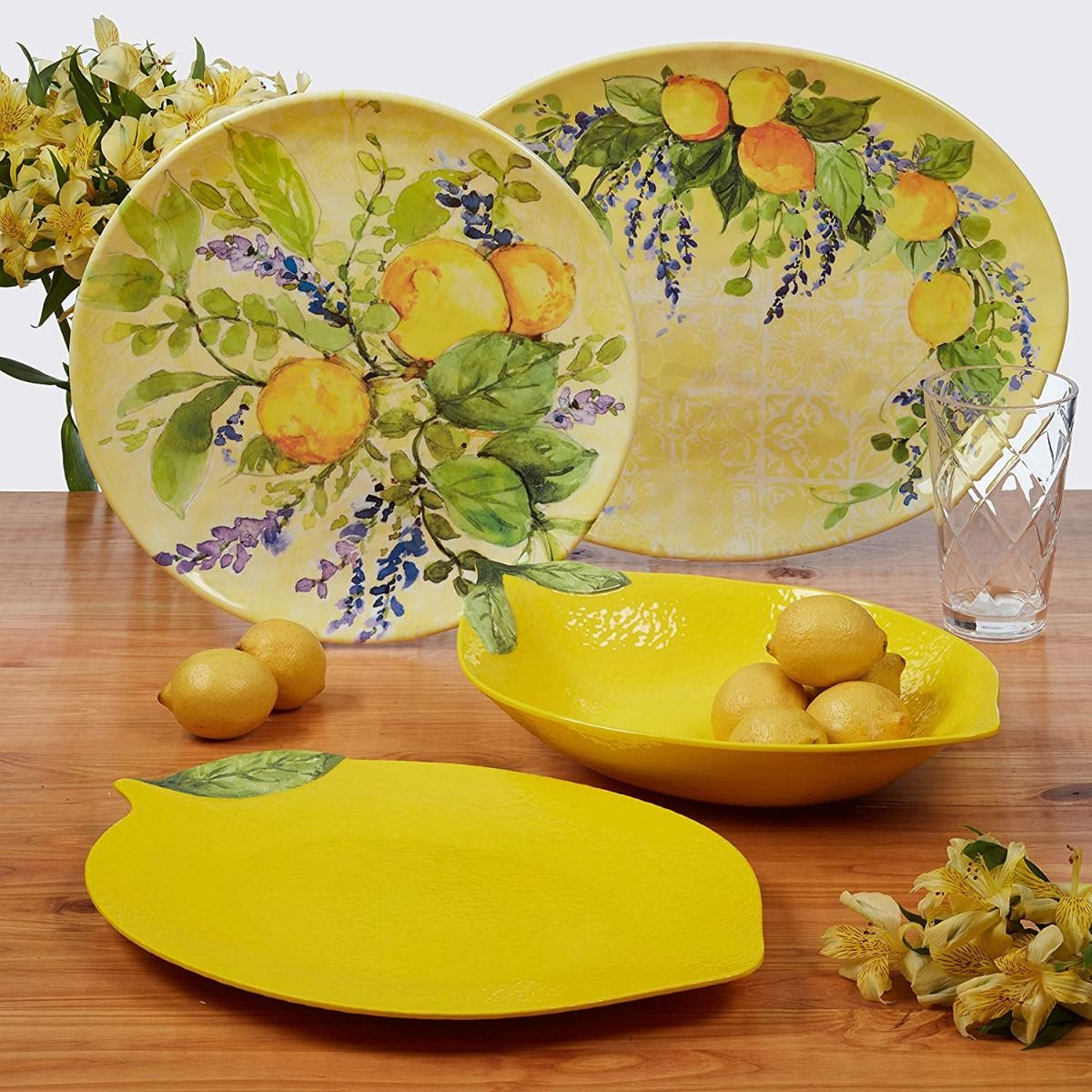  Certified International 2-Piece Melamine Platter Set | Lemon Zest