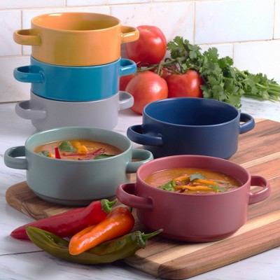  Certified International (Set Of 6) 22oz Stoneware Soup Crocks Matte Glaze