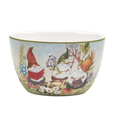  Set Of 4 Garden Gnomes Assorted Ice Cream Bowls - Certified International