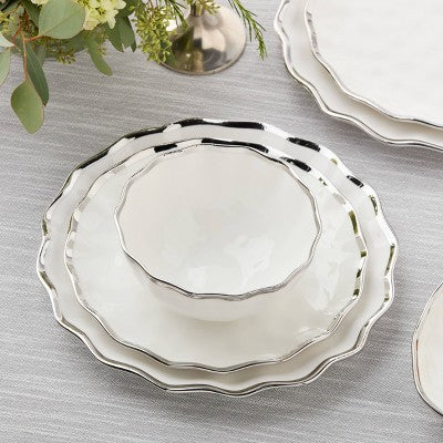  Certified International (Set Of 4) 24oz Cereal Bowls Regency Silver