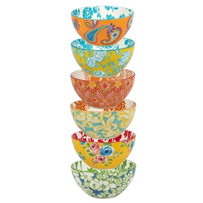  Set Of 6 Damask Floral All Purpose 12oz Bowls - Certified International