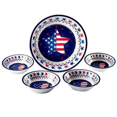  5pc Stars And Stripes Salad/Serving Set - Certified International