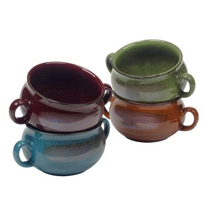  Certified International 24oz (Set Of 4) Stoneware Reactive Glaze Soup Crocks
