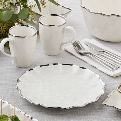  Certified International (Set Of 4) 11" Dinner Plates Regency Silver