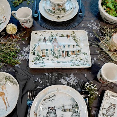  Certified International Winter's Frost Rectangular Serving Platter White