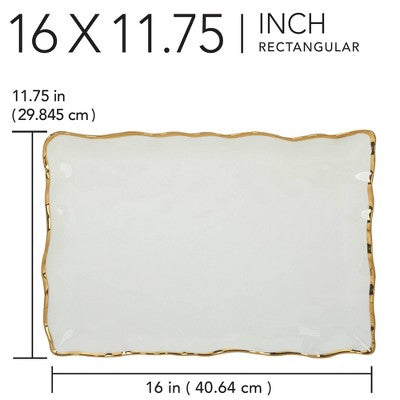  Certified International Regency Rectangular Serving Platter Gold