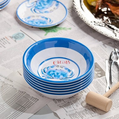  Certified International (Set Of 6) 220z Beach House Crab Melamine All Purpose Bowls