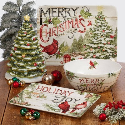 64oz Earthenware Evergreen Christmas Cookie Jar - Certified International
