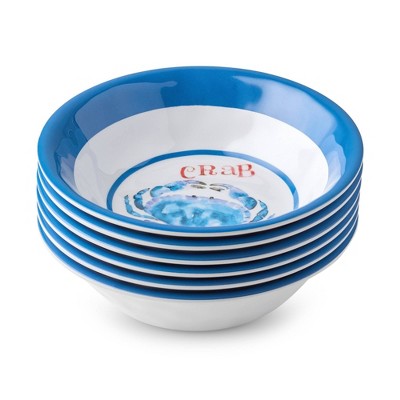  Certified International (Set Of 6) 220z Beach House Crab Melamine All Purpose Bowls