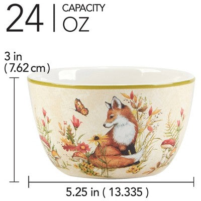  Certified International Set Of 4 24oz Woodland Critters Ice Cream Bowls
