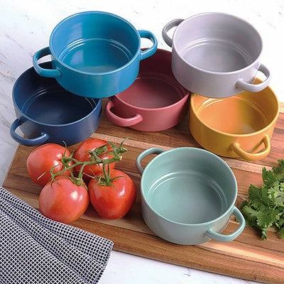  Certified International (Set Of 6) 22oz Stoneware Soup Crocks Matte Glaze