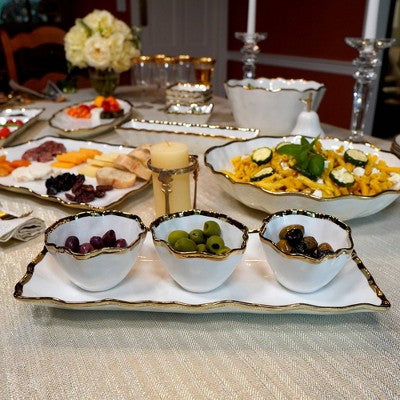  Certified International 4pc Regency Tray And Condiment Bowls Gold