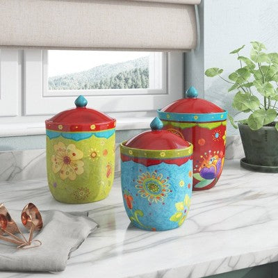  Certified International Tunisian Sunset Canister Set 3 Pc. (56, 72, 102 Oz.)