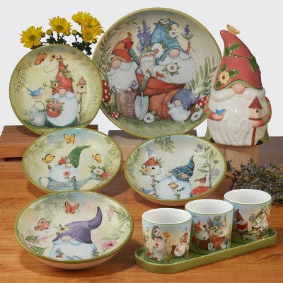  Set Of 4 Garden Gnomes Assorted Soup/Pasta Bowls - Certified International
