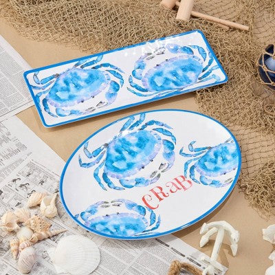  Certified International 2pc Beach House Crab Melamine Platter Set