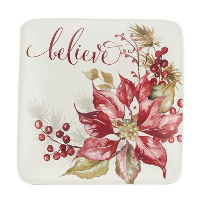  Certified International Set Of 4 Winters Joy Assorted Canape Plates