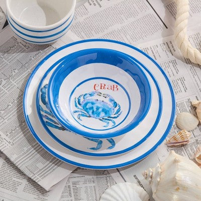  Certified International 12pc Beach House Crab Melamine Dinnerware Set