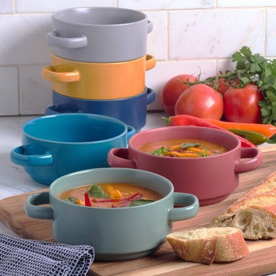  Certified International (Set Of 6) 22oz Stoneware Soup Crocks Matte Glaze