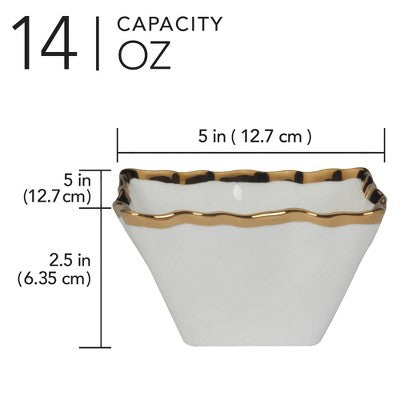  Certified International Set Of 4 14oz Regency Square Snack Bowls Gold