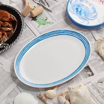  Certified International 12" Oval Platter Dockside Blue