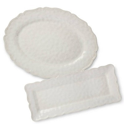  Certified International 2pc Isabella Cream Crackle Melamine Platter Set