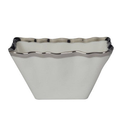  Certified International Set Of 4 14oz Regency Square Snack Bowls Silver