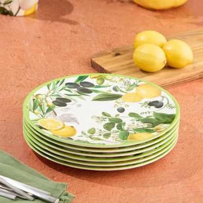  Certified International (Set Of 6) 11" Limone Melamine Dinner Plates