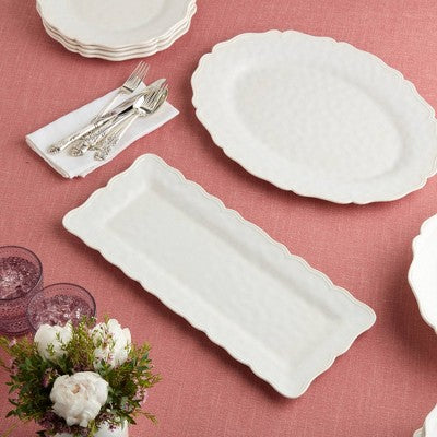  Certified International 2pc Isabella Cream Crackle Melamine Platter Set