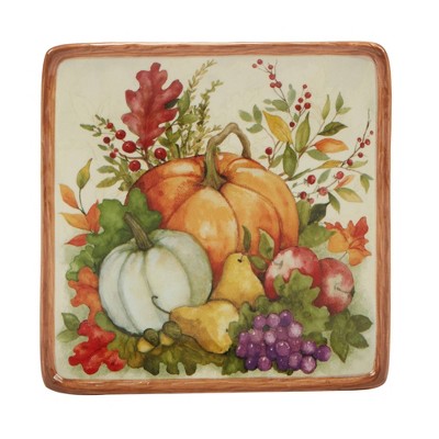  Certified International Set Of 4 Harvest Blessings Canape Plates