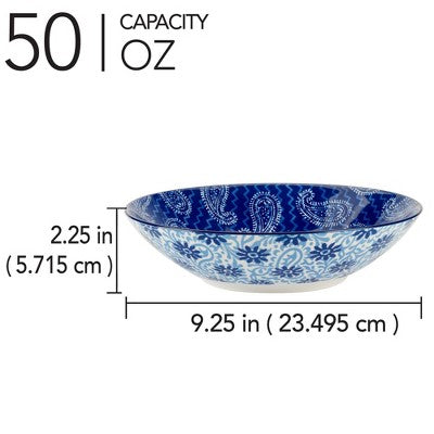  Certified International Set Of 6 40oz Carnival Soup/Pasta Bowls Blue