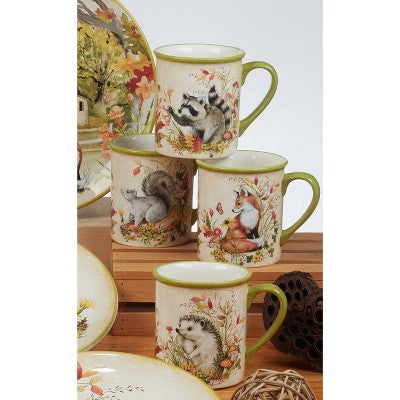  Certified International Set Of 4 18oz Woodland Critters Mugs