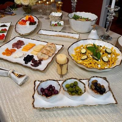  Certified International 4pc Regency Tray And Condiment Bowls Gold