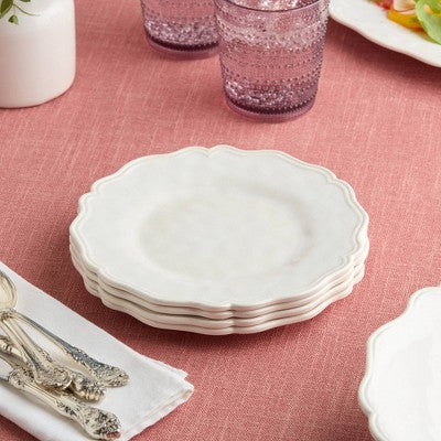  Certified International (Set Of 4) 9" Isabella Cream Crackle Melamine Salad Plates