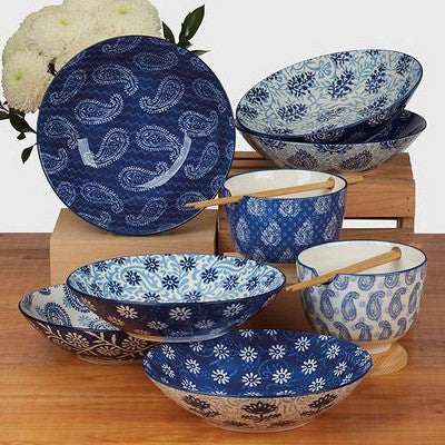  Certified International Set Of 2 26oz Carnival Ramen Bowls Blue