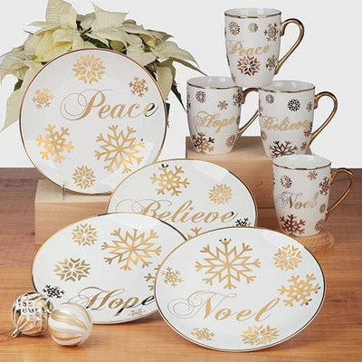  Certified International Set Of 4 Christmas Glitter Salad Plates Gold