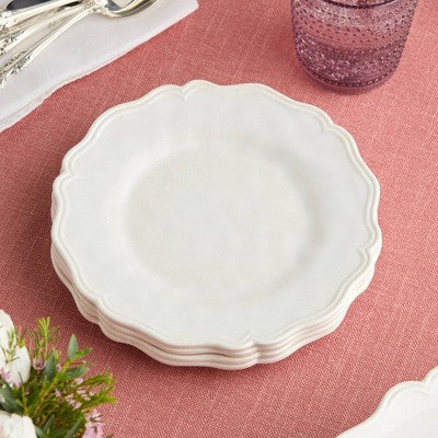  Certified International (Set Of 4) 9" Isabella Cream Crackle Melamine Salad Plates