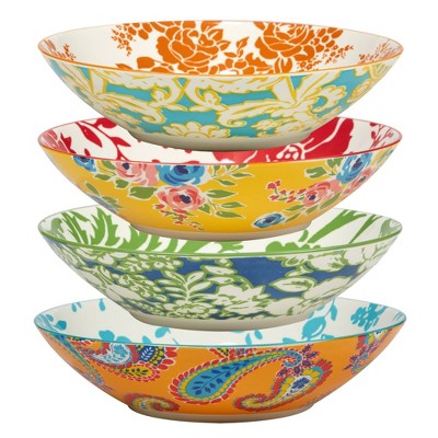  Set Of 4 Damask Floral Assorted Soup Bowls - Certified International
