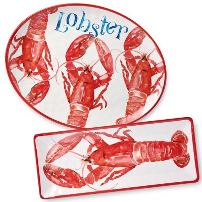 Certified International 2pc Beach House Lobster Melamine Platter Set