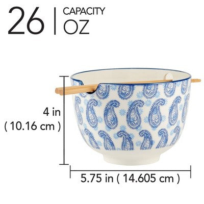  Certified International Set Of 2 26oz Carnival Ramen Bowls Blue