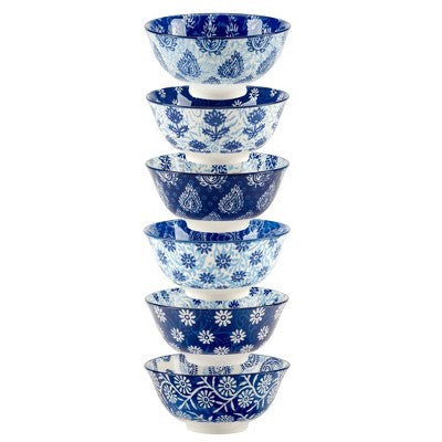  Certified International Set Of 6 30oz Carnival All Purpose Bowls Blue