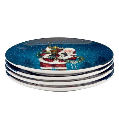  Certified International Set Of 4 Santa's Secret Dinner Plates