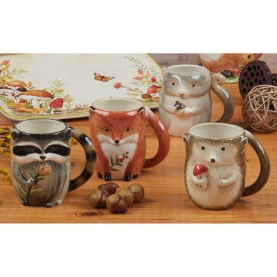  Certified International Set Of 4 16oz Woodland Critters Mugs