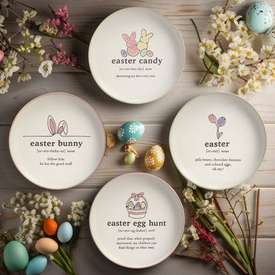  Certified International (Set Of 4) 6" Easter Words Canape Plates