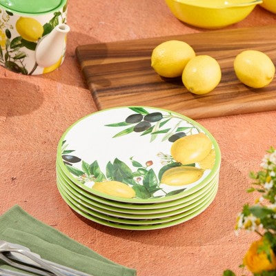  Certified International (Set Of 6) 9" Limone Melamine Salad Plates