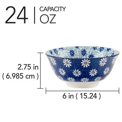 Certified International Set Of 6 30oz Carnival All Purpose Bowls Blue