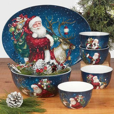  Certified International Set Of 4 24oz Santa's Secret Ice Cream Bowls