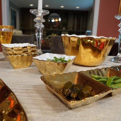  Certified International Set Of 4 Gold Coast Square Snack Bowl